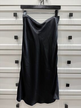 Nightcap Black Satin Midi Bias Skirt